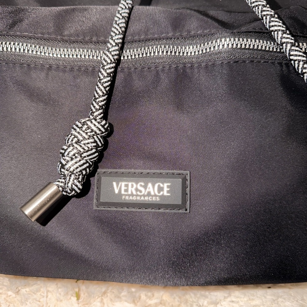 Versace Black Nylon Drawstring Backpack with Contrast Rope - Picture 3 of 8
